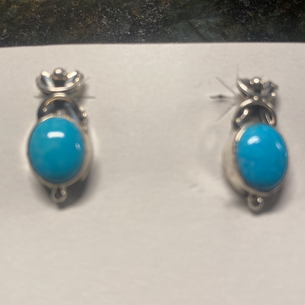 Navajo.. Sleeping Beauty Turquoise earrings🌺 - Picture 2 of 4